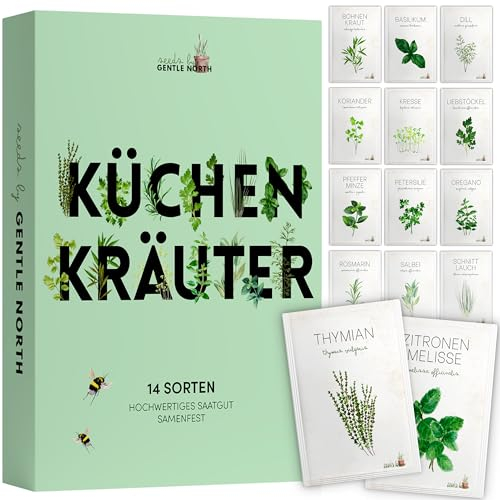 Kräuter Samen Set - 14 Kräutersamen Sorten in Samentütchen für den eigenen Kräutergarten - Samenfeste Küchenkräuter frei von Chemie & Gentechnik