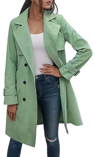SRZYMJ Damen Trenchcoat Street Fashion Trenchcoat Lässiger Einfarbiger Trenchcoat Neuer Bequemer Trenchcoat