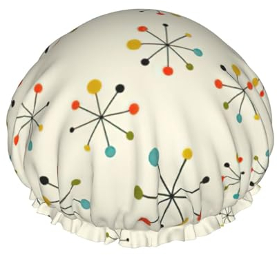 Doppellagige wasserdichte Duschhaube für Damen, tragbarer Haarschutz für langes Haar, vielseitiges Bad-Accessoire, Retro, modern