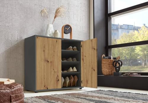 Schuhkommode Kommode Aktenschrank »Mailand 4« Schlafzimmer, bis zu 16 Paar Schuhe, wählbar (Anthrazit/Artisan Eiche)