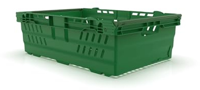 HomeHQ 5x Bale Arm Crates, Nesting Ventilated Plastic Basket, Stacking Supermarket & Storage Crate (35 Litre, GREEN)