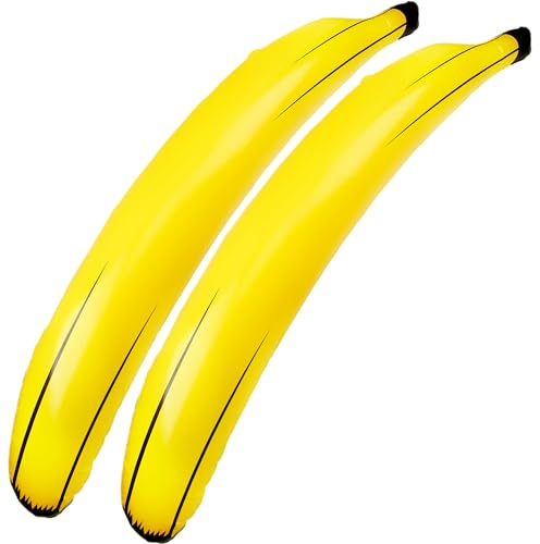 Soanrun 2 Pack 70 Inch Inflatable Banana Large Blow Up Banana Giant Banana Balloon for Indoor Outdoor Bachelorette Summer Pool Party