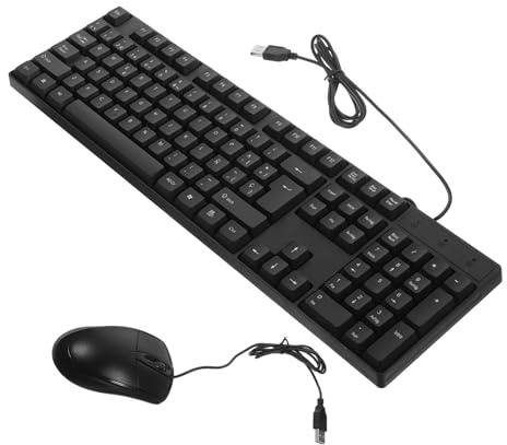 Homoyoyo Ensemble Clavier et Souris Filaires USB, 104 Touches Pavé Numérique, Abs Noir, Frappe Stable sans Latence pour Bureau et Maison