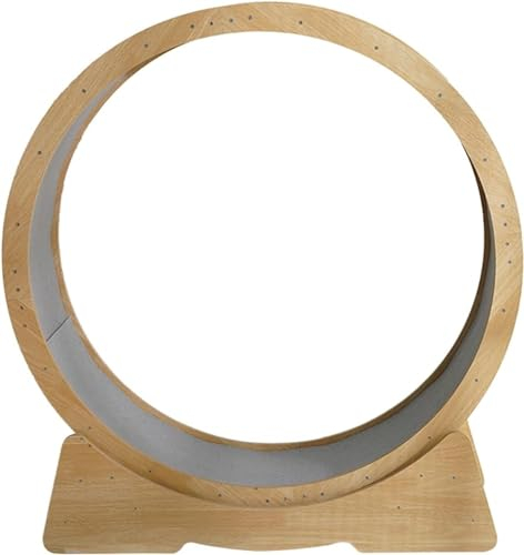 Katzen-Laufband für Indoor-Katzen, Holz, klein, mittel, groß, Katzenlaufrad mit Bremse, leise, Katzenrad, Spielzeug, einfache Montage (Größe: L)