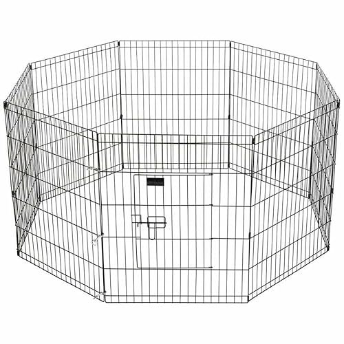 Welpenauslauf Hundeauslauf Metall Schwarz klappbar XL - 480 cm Umfang 91 cm hoch - Mitteltür