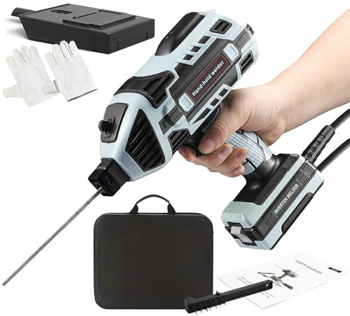 Fablestoryem 220V/110V Handheld Welding Machine, spot Welding Machine, Mini Portable Industrial Integrated Handheld Welder, for 2.5 mm/0.098 inch Stick Welder, Chrome,Gray 110V