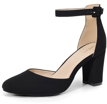 DREAM PAIRS Escarpins Femme Talon Haut – Chaussures Habillées Élégantes avec Bride Cheville Réglable, Confortables pour Mariage, Soirée, Travail,Size 40,Noir-Nubuck,DWUMPU2535