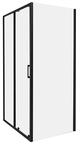 Duschkabine aus Sicherheitsglas mit Schiebetür 80x100x185cm schwarz Yoro