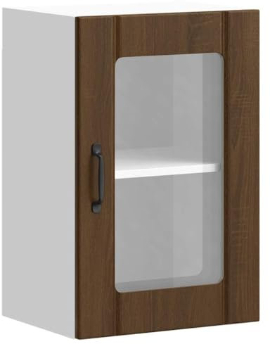 vidaXL Kitchen Wall Cabinet Brown Oak - Glass Door 60 cm - Engineered Wood