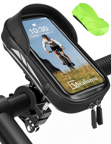 Vitalismo Cykelstyre väska, vattentät motorcykel telefonhållare med regnskydd, utrymme, rotation 360 telefonhållare, cykel, MTB, cykling under 7 tum