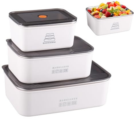 WakiHong 3 Pack Steel Storage Containers - Stainless Steel Food Storage with Lids for Lunch, Leftovers, Freezer Safe