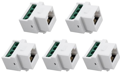 VGOL RJ11 6P4C Telefonkabelbuchse CAT3 Schnittstelle für Festnetztelefone, Faxgeräte, 5 Stück