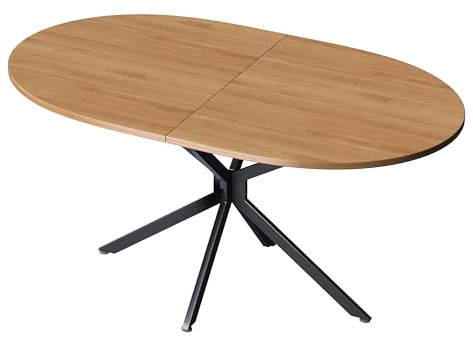 WEALTHKING Ovaler Esstisch mit Metallgestell und Stabiler MDF-Tischplatte, moderner Esstisch für Wohnzimmer oder Esszimmer, stilvoller Tisch mit Kreuzfuß-Design, Platz für 4–6 Personen, pflegeleicht