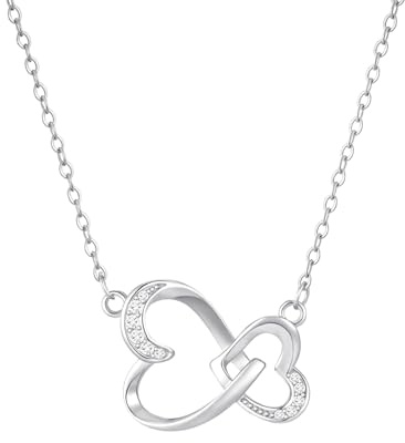 Kette Damen Muttertagsgeschenk für Mama - Mama Geschenk Kette Muttertag Halskette, Verbundener Herz Anhänger Schmuck Geschenke für Mütter Frauen zum Geburtstag Muttertag Gift Mother's Day Silber Gold