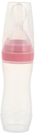 FUNOMOCYA Fütterungsflasche mit Löffel Ergonomisch Auslaufsicher Hochtemperaturbeständig mit für Babybrei und Früchte Selbststehend für Unterwegs und Präzises Dosieren