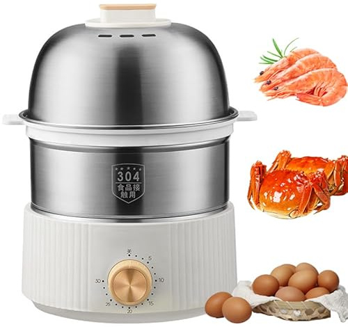 Hervidor De Huevos De Acero Inoxidable, Multicocina Eléctrica De 350 W Con Temporizador De 30 Minutos, Apagado Automático, Máquina Multifuncional Para Cocinar Al Vapor Y Preparar Desayunos