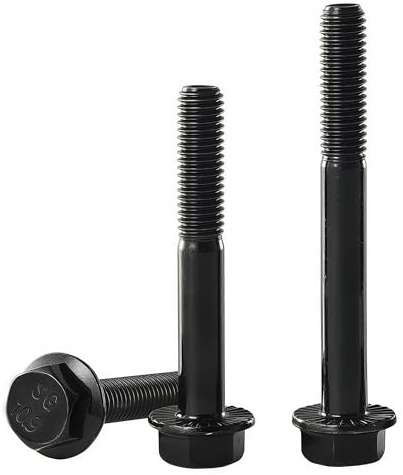 YIIFLY M10 x 65mm Flanged Hex Head Bolts Flange Hexagon Screws, M10x1.5 Bolt, 10.9 Grade Alloy Steel, Hexagon Head Bolts, Black Oxide Finish, Half Thread, Quantity 6