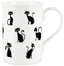 Black Cats Mug - Halloween Bone China Tea/Coffee Cup Gifts for Cat Lovers