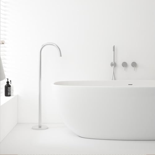 Mitigeur Baignoire avec Douchette Sur Pied Monotrou Robinet pour Baignoire Ilot en Laiton,Chromé