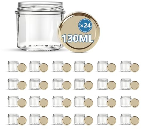HEEKSE Lot de 24 bocaux en verre avec couvercles (130 ml) pour les petits pots, des confitures maison-Fabrication française
