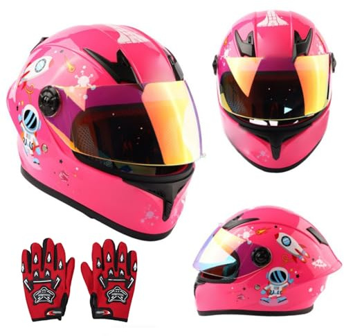Casco Integrale Per Bambini Dai 3 Ai 12 Anni, Staccabile, Con Guanti, Per Ciclismo, Skateboard, Pattinaggio A Rotelle, Casco Da Bicicletta 7,XL/(53~54cm)