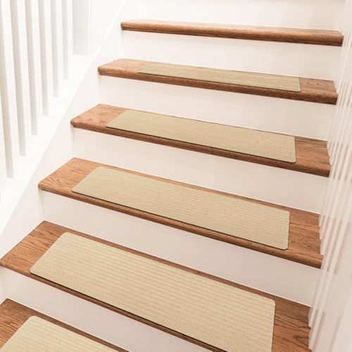 15 Stück Treppenstufen Matten, 76x20cm Stufenmatten Selbstklebend Innen Treppenteppich Stufenmatten Treppen Antirutsch Treppe Zuschneidbar Sicherheit Stufenteppich für Haustiere Kinder Älteste