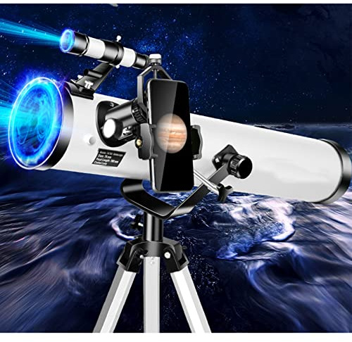 114 mm bländare 700 mm AZ-monterad astronomiska reflektorer Teleskop justerbara, bärbara teleskop med telefonadapter