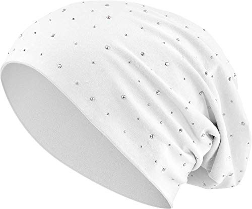 Balinco Long Slouch Beanie für Damen, Herren & Teens mit Strass Nieten, Weiche 100 % Baumwoll-Jersey Mütze, Elastische Einheitsgröße im Heather Style Winter mütze