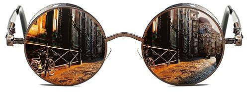 ROCKNIGHT Gothic Steampunk polarisierter UV400-Schutz Runde Sonnenbrille Herren Damen Retro