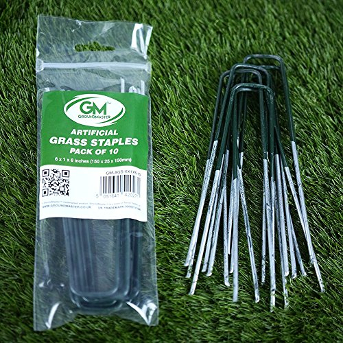 GroundMaster 6 Galvanised Steel Artificial Grass Staples – 150mm Heavy Duty U-shaped Tent Pegs - Durable Ground Pegs for Membrane, Landscaping Fabric, Tents & Garden Securing (Pack of 10)