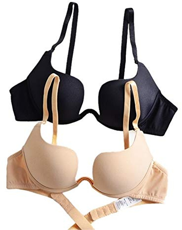 ZUKULIFE Mujer Delgado De Encaje Deep U Push Up 3/4 Taza de Sujetador - (ES-90C, 2 Pack)