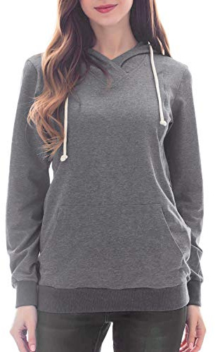 Smallshow Felpe Premaman con Cappuccio Felpa da Donna a Maniche Lunghe per L'Allattamento Deep Grey S