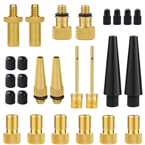 26Pcs Fahrradventil, Fahrrad Adapter Set, HUYU Ventiladapter Set, Ventil Satz, Reifenadapter Set, Fahrradpumpenadapter mit Dichtring, DV AV SV Ventil Blitzventile für Kompressor Fahrradpumpe Ballpumpe