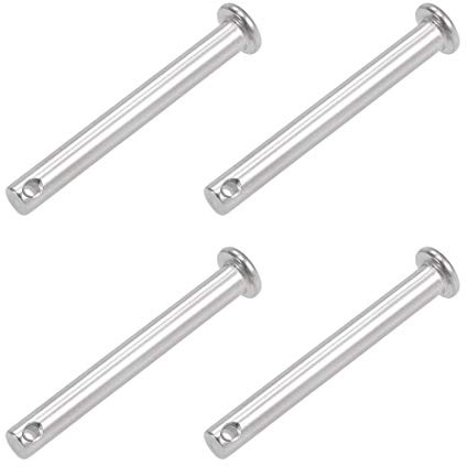 sourcing map 4 Stück Steckbolzen Gabelbolzen Scharnierstift 6mm X 50mm Splintstift Flachkopf Verbindung Einzelnloch 304 Edelstahl