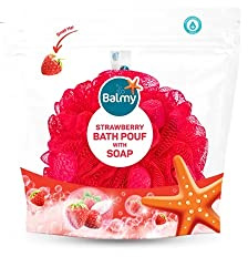 Pouf de bain avec morceaux de savon - Fraise