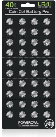 POWEROWL 40 Pack LR41 AG3 L736 392 384 192 Pile 1,5 V Piles Bouton Bouton [Cellules mises à Jour, Plus durables]