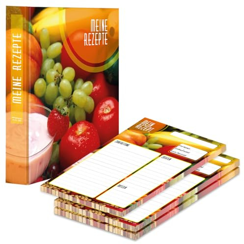 PRICARO Rezeptordner mit Rezeptblock Bunte Zutaten, A5
