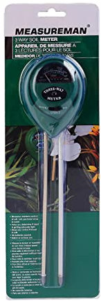 MEASUREMAN 3-in-1 Bodentester mit Feuchtigkeit/Licht/pH-Test für Pflanzen, Gartenwerkzeug für drinnen und draußen, ideal für Garten, Rasen, Bauernhof, Balkon, keine Batterien erforderlich