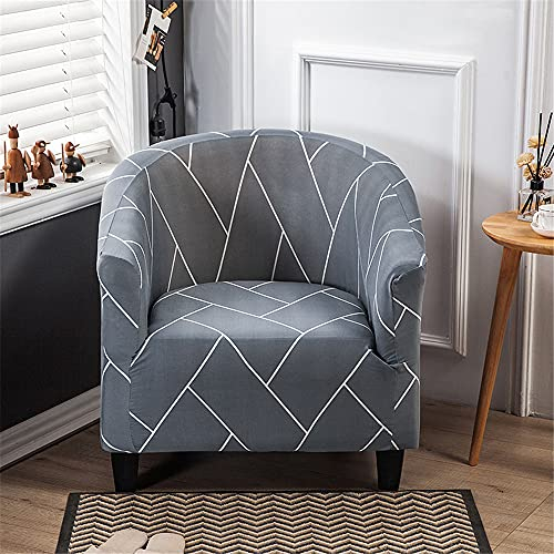 Highdi Sesselschoner Sesselüberwurf mit Elastisch Stretch Husse,Club Chair Schonbezug Sofabezug mit hoher Dehnung Sessel für Clubsessel Loungesessel Cocktailsessel - Geometrische Muster (grau)