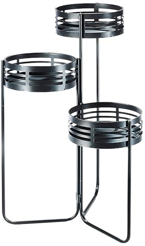 Kobolo Pflanzenständer Blumentreppe Metall 3 Etagen 48x48x70 cm Schwarz