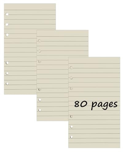 3 Packungen A6 Liniert Nachfüllpapier, 240 Blätter 6 Löcher Nachfüllpapier Nachfüllbare Refill Paper Nachfülleinlagen für Notizbuch, Tagbuch, Skizze, Malerei