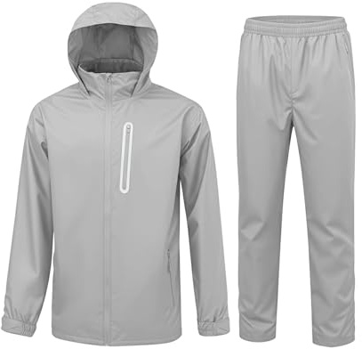 igeekwell Regenanzug Regenjacke Herren Wasserdicht Atmungsaktiv Fahrrad Regenbekleidung Reflektierender Fischen Regenmantel Leichter Winddichte Regenjacke+Regenhose Set