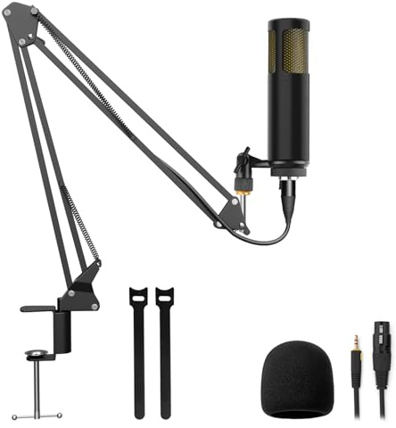 Hayner-Seek Kit podcast microfono XLR con braccio microfono PC condensatore podcast streaming microfono cardioide Plug & Play per computer, YouTube, registrazione di gioco L02-50A