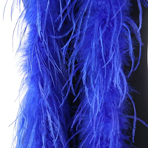URFEDA Federboa Blau,200cm Federboa Boa, Flauschige Feder Schal, Straußen Feder Boas Dekorieren Federschal Boa Kostümzubehör Federstola Kostüm Karneval,Straußenfeder Boa für Hochzeit Party Dekoration