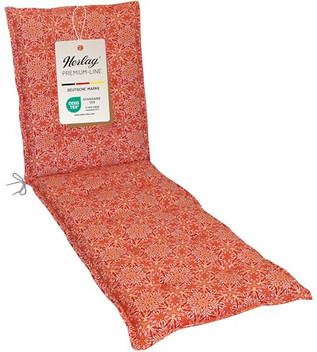 Herlag Liegenauflage Valeria 190x60x7,5cm | Gartenmöbelauflage Liege Mandala-Muster | Polsterauflage Sonnenliege | Design-Edition | UV-Schutz | Öko Tex 100 | Orange Mandala