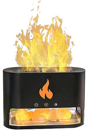 Chesoon Ätherisches Öl Diffusor Ultraschall Aromatherapie Diffusor Nebel Luftbefeuchter Variable Simulation Flamme Farbe Kristall Salze Dekoration 250ml Volumen Farbe Schwarz