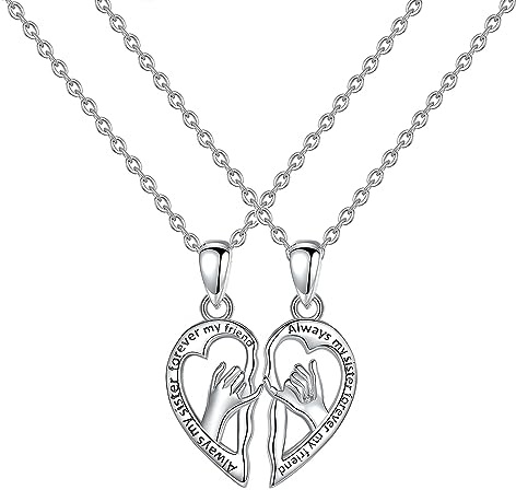 Yifnny Collana con cuore，con Ciondolo a Forma di Sorella Collana Personalizzate con Cuore Always My Sister Forever My Friend regali di Compleanno Collana Gioielli Donna Collane Lunghe (Argento)