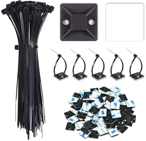 200 Stück Klebesockel für Kabelbinder Schwarz, 18mm x 18mm Kabel Halterungen Selbstklebend Jede Kabel Halter Selbstklebend Kabel Befestigung Halterung für Heim Büro