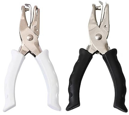 NEDLON 2 Stück Einzel Lochzange Metall, Handgehaltener Runder Locher Mit Weichem Griff Für Papier-Sammelalbum Und Bastelarbeiten Office-Tool (Color : Black+White)
