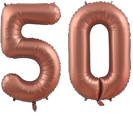 101,6 cm große Zahlenballons, Heliumballons mit Zahl 50, selbstaufblasende Zahlenballons, Folienballon für Geburtstagsparty, Neujahrsdekoration, Jubiläumsdekoration, Firmenfeier (Choc #50)